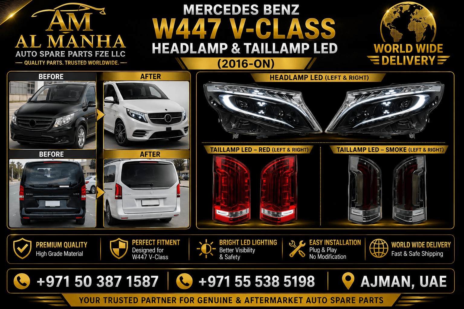 MERCEDES BENZ W447 V-CLASS HEADLAMP&TAILLAMP LED(2016-ON) - Mercedes-Benz V-Class