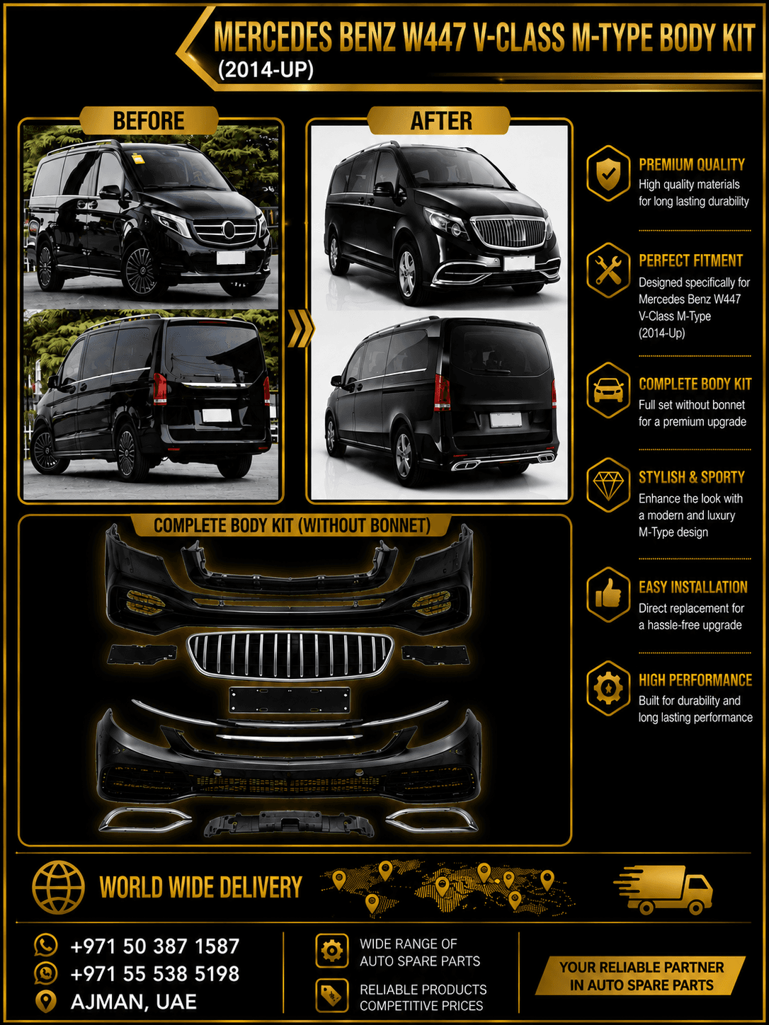 MERCEDES BENZ W447 V-CLASS M-TYPE BODY KIT (2014-UP) - Mercedes-Benz V-Class