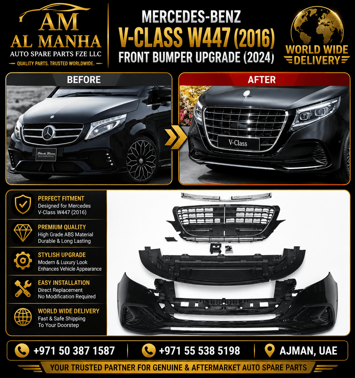 MERCEDES-BENZ V-CLASS W447 (2016) FRONT BUMPER UPGRADE - Mercedes-Benz V-Class