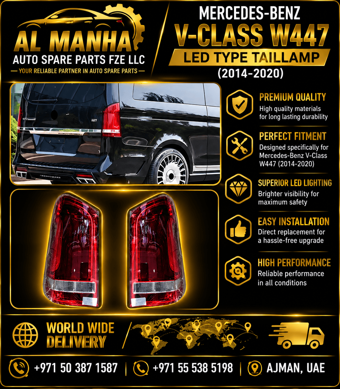 MERCEDES-BENZ V-CLASS W447 LED TYPE TAILLAMP (2014-2020) - Mercedes-Benz V-Class