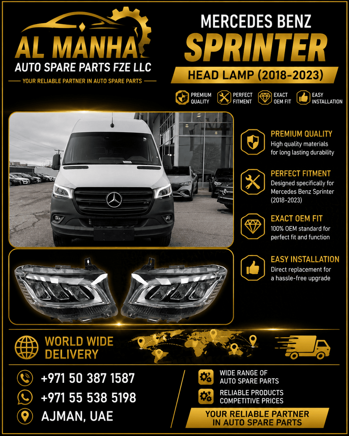 MERCEDES BENZ - SPRINTER HEAD LAMP (2018-2023) - Mercedes-Benz Sprinter-Class